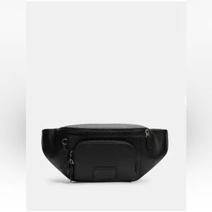 COACH Black Smooth Leather Track Belt Bag
